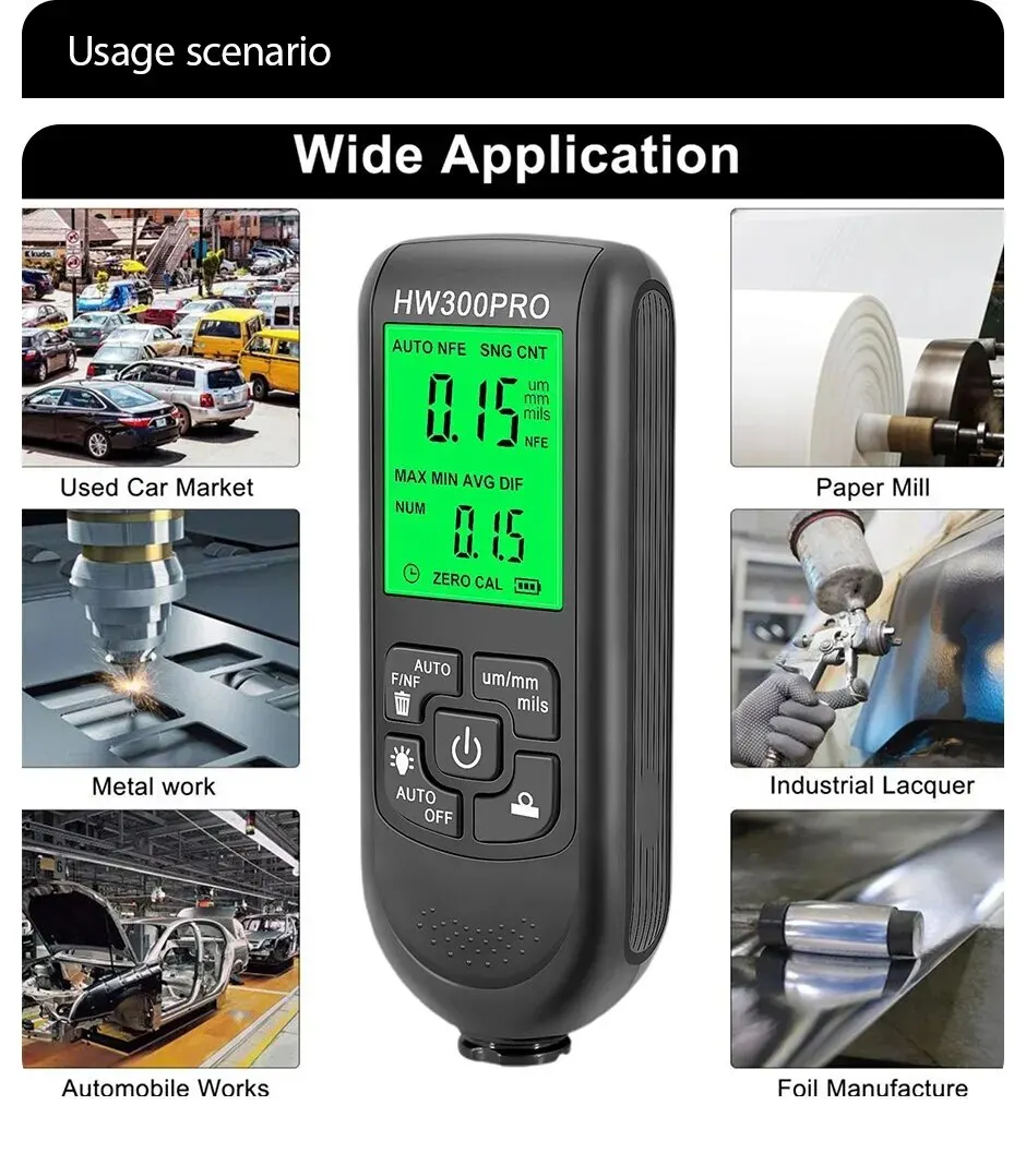 Paint Thickness Gauge - Testeur automatique d'épaisseur de revêtement HW-300PRO